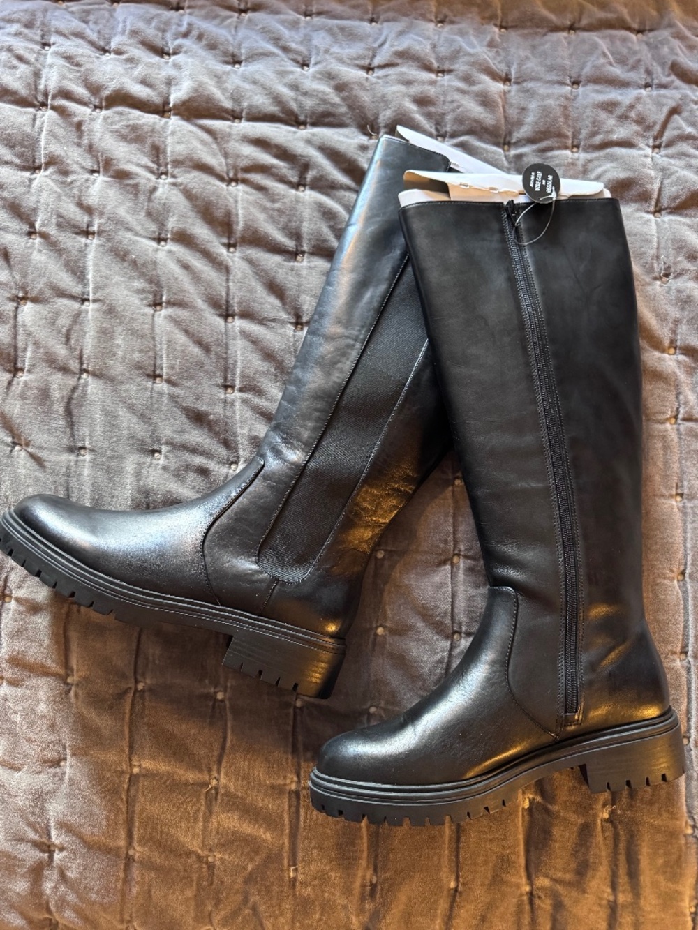INC Brinahl Black Leather Tall Boot